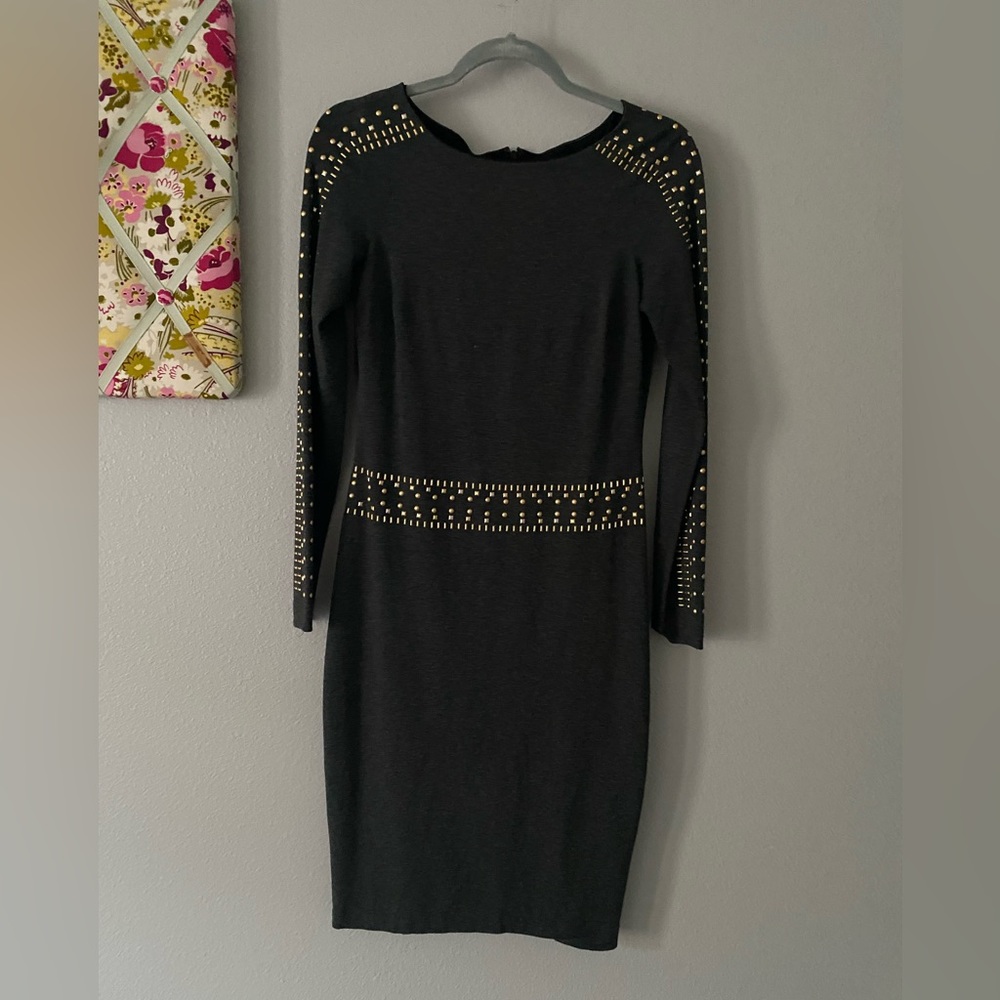 Caché long sleeve studded dress.